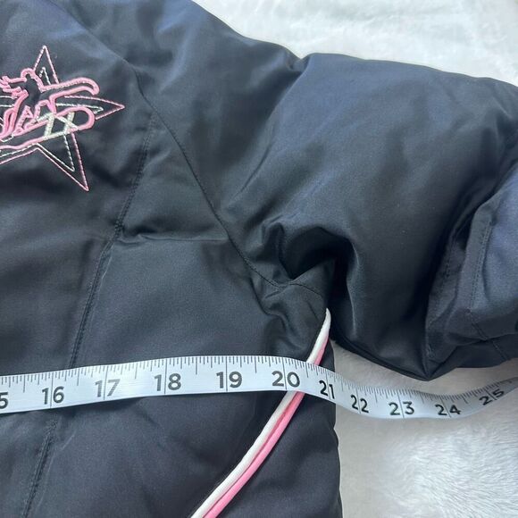 Zero Xposure Girls 16 Black Puffer Snowboard Hooded Jacket Black Pink Winter - Picture 13 of 14